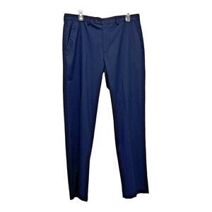 Ralph Lauren EUC Dress Pants Men 34x32 Navy‎ Blue Micro Check Trousers